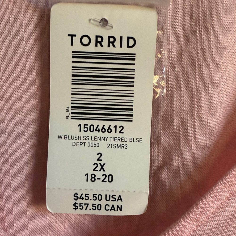 NWT Torrid Pink Tiered Blouse, size 2 2X - Picture 3 of 10